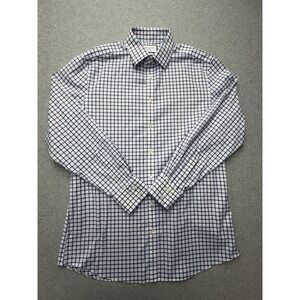 Charles Tyrwhitt Dress Shirt Mens 16.5 34/35 Blue Check Non Iron Slim Fit
